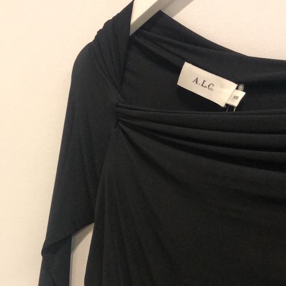A.L.C. Etta Black Ruched Long Sleeve Dress - Picture 4 of 9